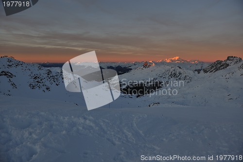 Image of mountain snow sunset