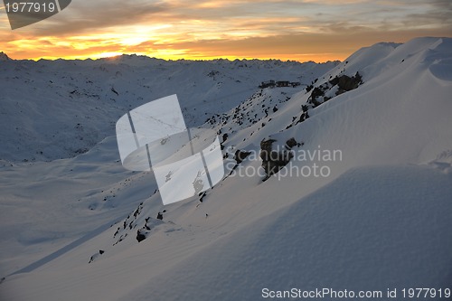 Image of mountain snow sunset