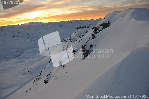 Image of mountain snow sunset