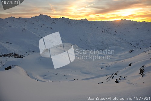 Image of mountain snow sunset