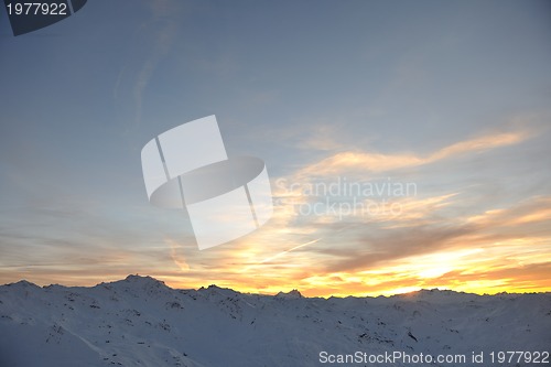 Image of mountain snow sunset