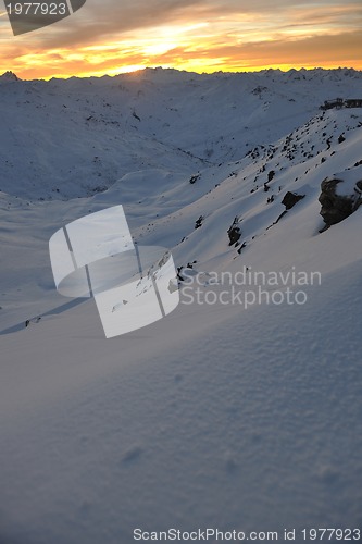 Image of mountain snow sunset