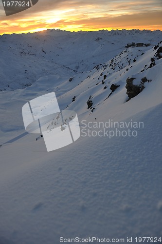 Image of mountain snow sunset