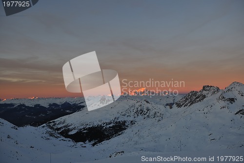 Image of mountain snow sunset