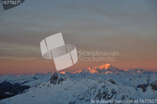 Image of mountain snow sunset