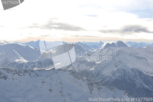 Image of mountain snow sunset