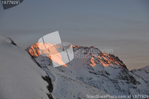 Image of mountain snow sunset