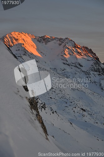 Image of mountain snow sunset