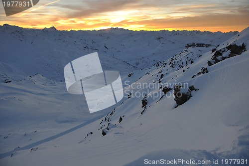 Image of mountain snow sunset