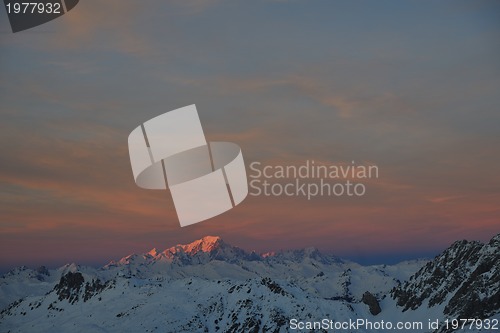 Image of mountain snow sunset