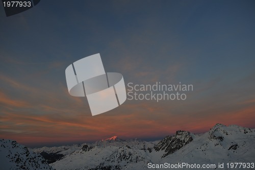 Image of mountain snow sunset