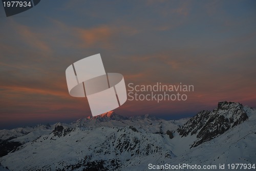 Image of mountain snow sunset