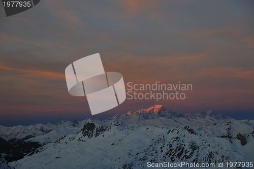 Image of mountain snow sunset