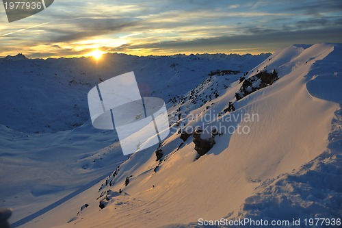 Image of mountain snow ski sunset