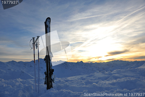 Image of mountain snow ski sunset