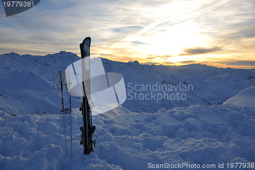 Image of mountain snow ski sunset