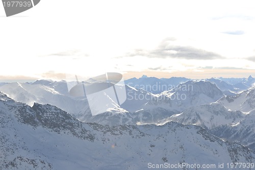 Image of mountain snow sunset