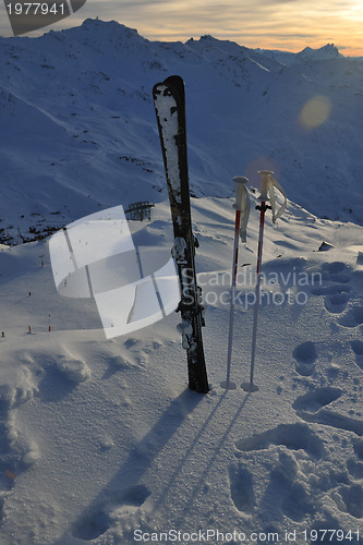 Image of mountain snow ski sunset