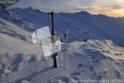 Image of mountain snow ski sunset