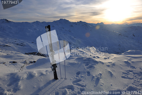 Image of mountain snow ski sunset