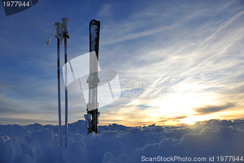 Image of mountain snow ski sunset