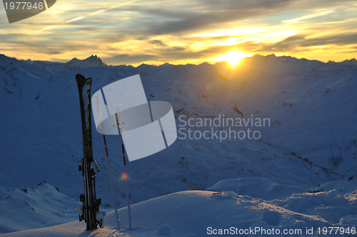 Image of mountain snow ski sunset