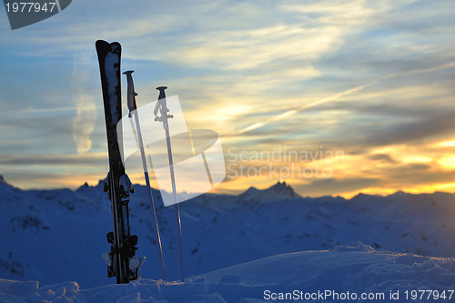 Image of mountain snow ski sunset