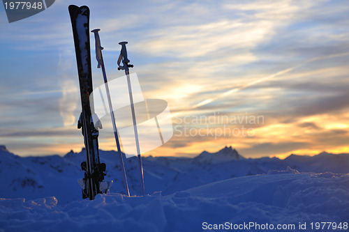 Image of mountain snow ski sunset