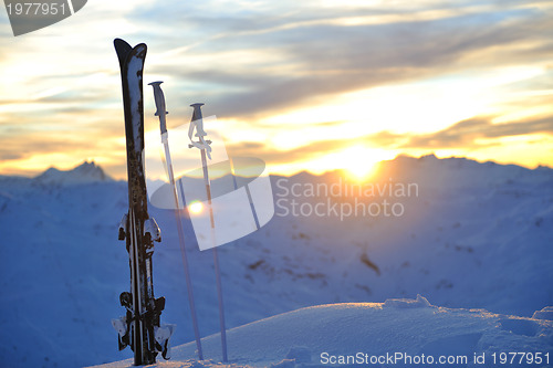 Image of mountain snow ski sunset