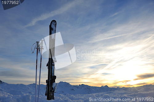 Image of mountain snow ski sunset