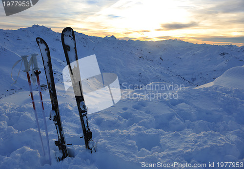 Image of mountain snow ski sunset