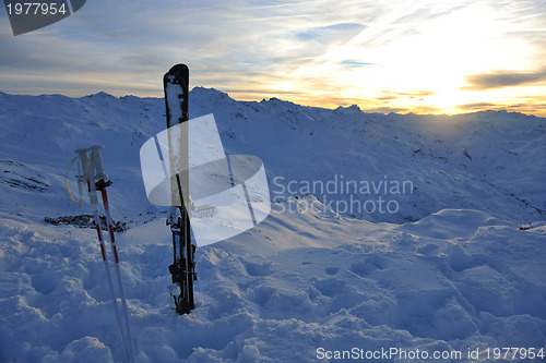 Image of mountain snow ski sunset