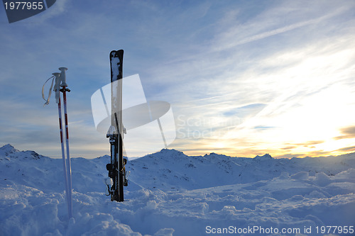 Image of mountain snow ski sunset