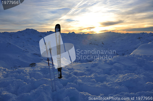 Image of mountain snow ski sunset