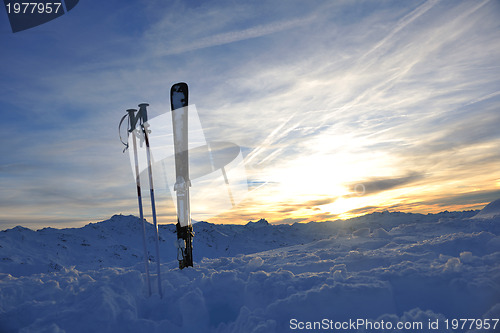 Image of mountain snow ski sunset