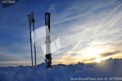 Image of mountain snow ski sunset