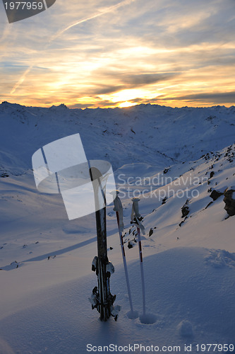 Image of mountain snow ski sunset