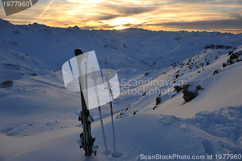 Image of mountain snow ski sunset