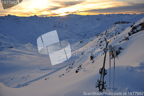 Image of mountain snow ski sunset