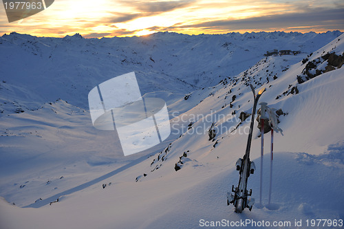 Image of mountain snow ski sunset