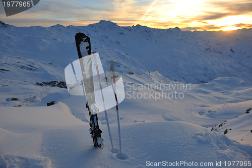 Image of mountain snow ski sunset