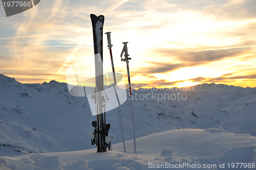 Image of mountain snow ski sunset