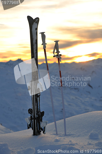 Image of mountain snow ski sunset