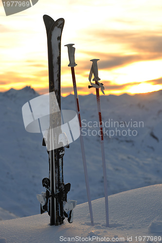 Image of mountain snow ski sunset