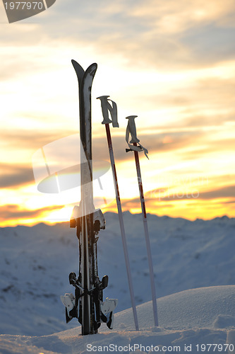 Image of mountain snow ski sunset