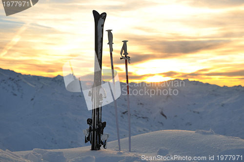 Image of mountain snow ski sunset