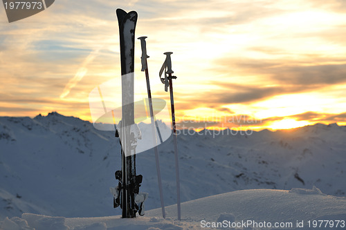 Image of mountain snow ski sunset