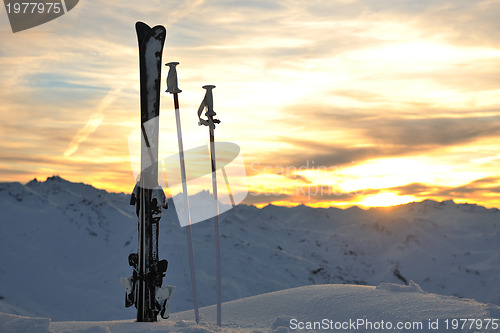 Image of mountain snow ski sunset