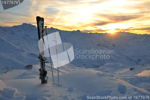 Image of mountain snow ski sunset