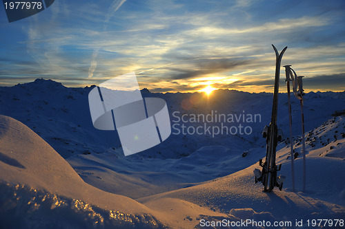 Image of mountain snow ski sunset